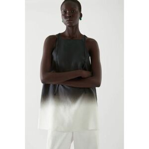 COS Women's Halter Neck Sleeveless Ombre Print Tunic Blouse Gray Size 4